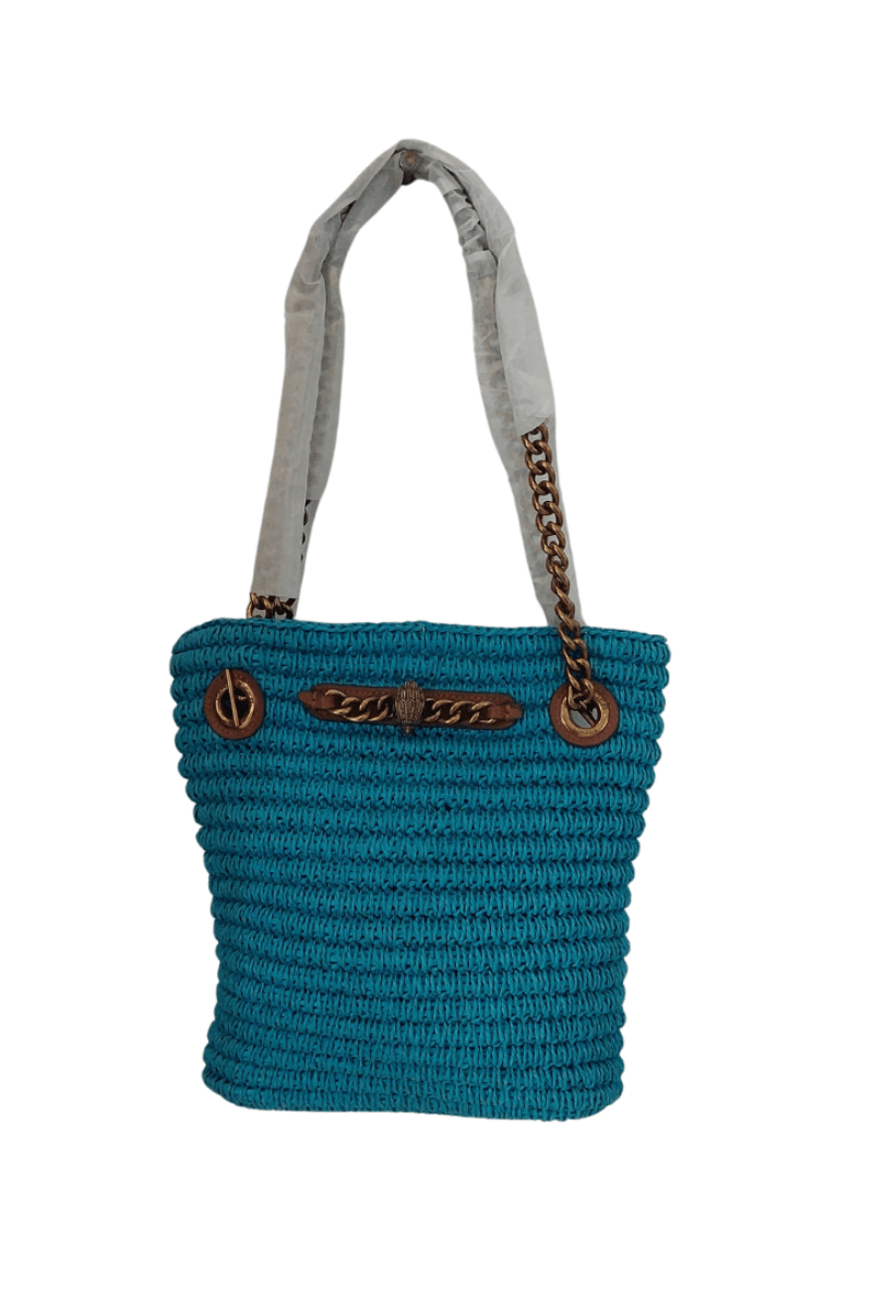 Pre Loved Treasures Kurt Geiger Chelsea Blue Raffia Tote Like New