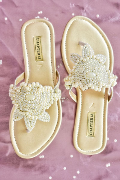 Chapter 13 - Off White Pearly Gulab Chappals - Studio by TCS