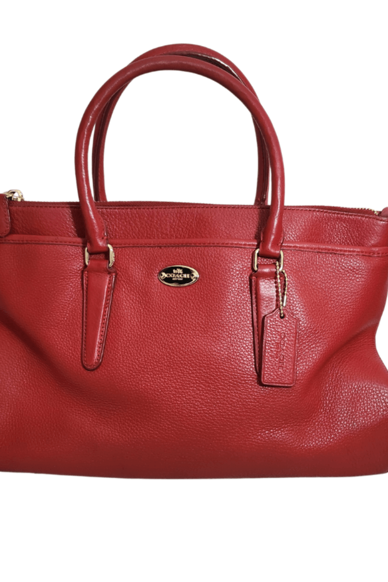 Pre Loved Treasures Coach Red Pebbled Leather Tote