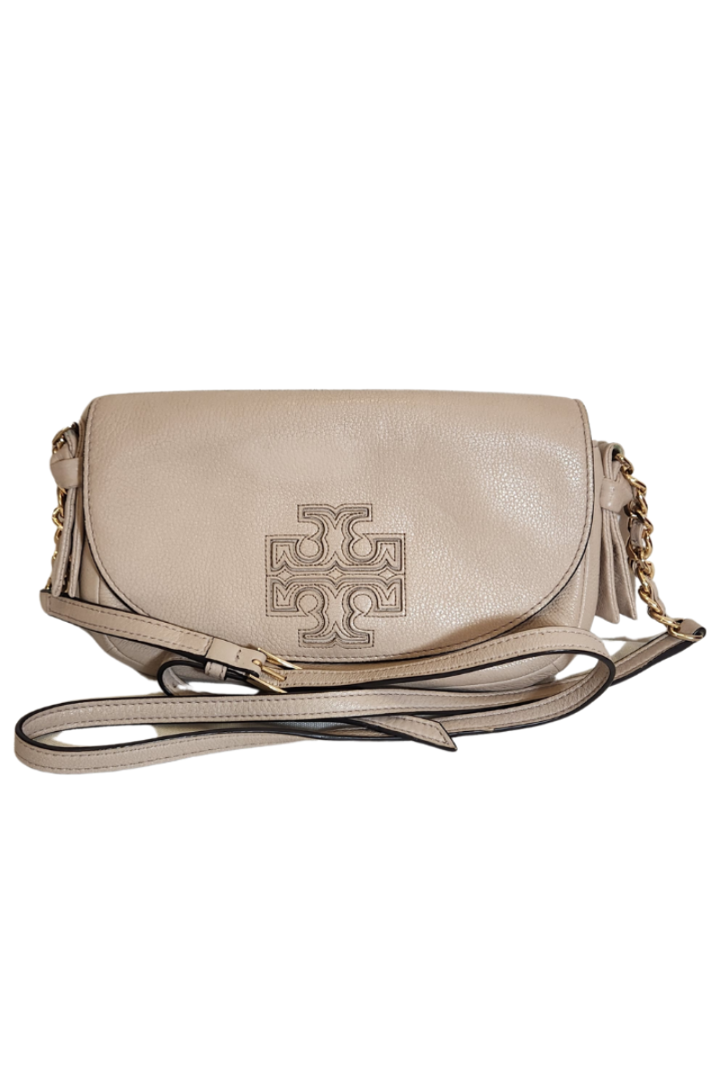 Pre Loved Treasures Tory Burch Beige Leather Harper Crossbody Bag Studio by TCS