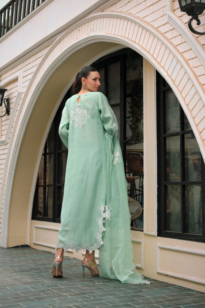 Reema Ahsan - Alyna - Cotton, Lawn with Organza Dupatta - Mint Green - 3 Piece