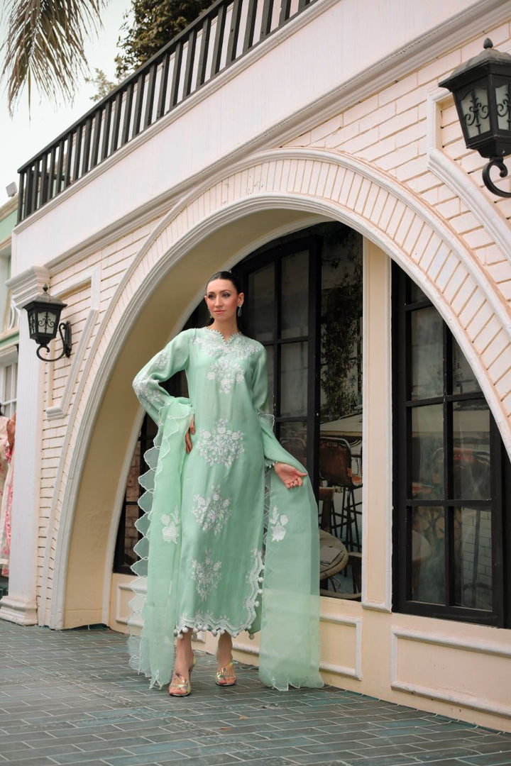 Reema Ahsan - Alyna - Cotton, Lawn with Organza Dupatta - Mint Green - 3 Piece