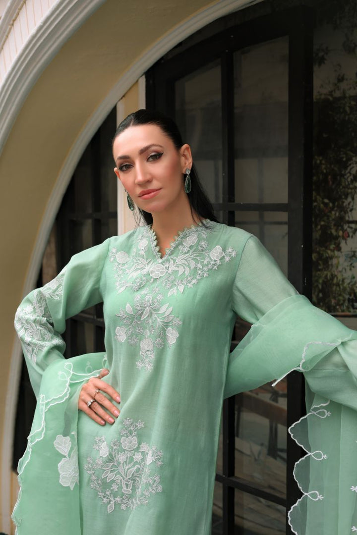 Reema Ahsan - Alyna - Cotton, Lawn with Organza Dupatta - Mint Green - 3 Piece