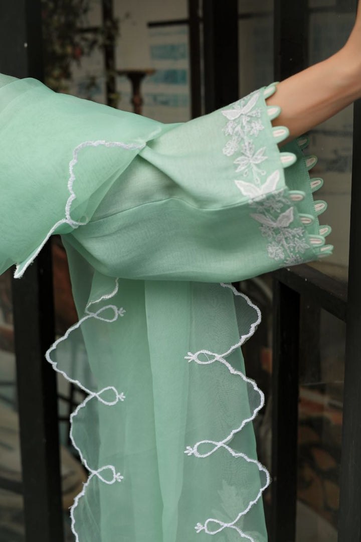 Reema Ahsan - Alyna - Cotton, Lawn with Organza Dupatta - Mint Green - 3 Piece