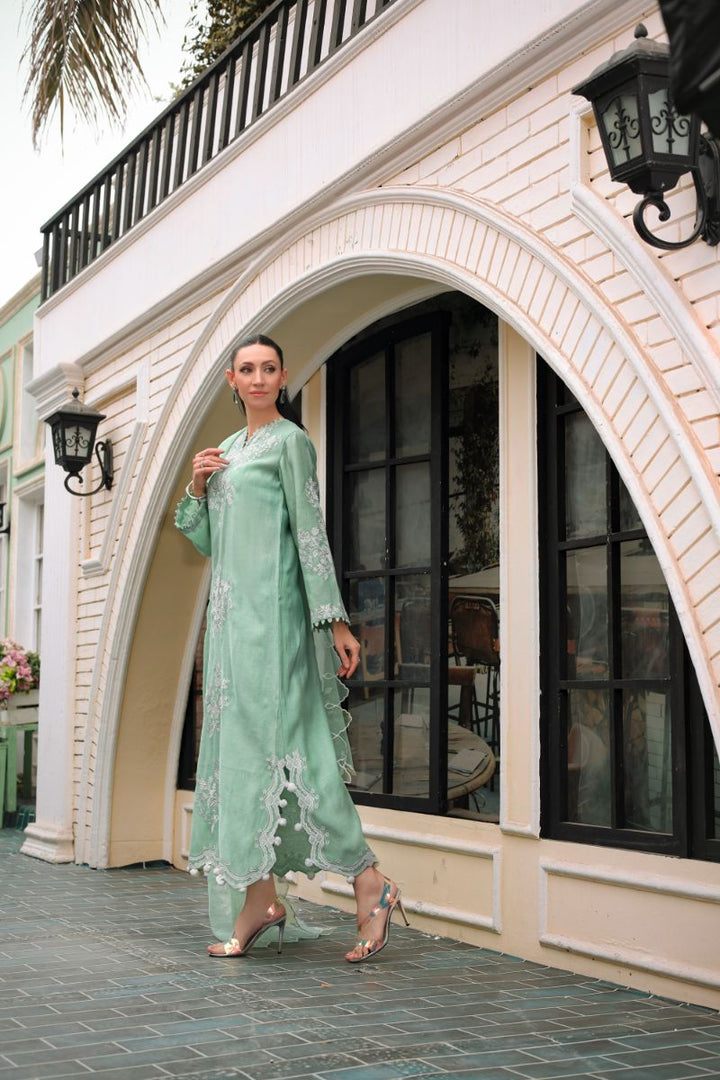 Reema Ahsan - Alyna - Cotton, Lawn with Organza Dupatta - Mint Green - 3 Piece