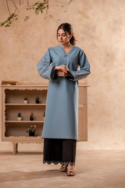 Fozia Khalid - Cerulean Blue Tunic with Trouser - Cotton - 2 Piece - Studio by TCS