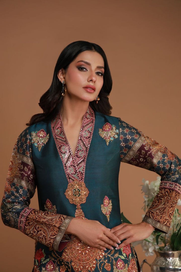 Shamaeel - EE-11 - Silk & Organza - 3 Piece