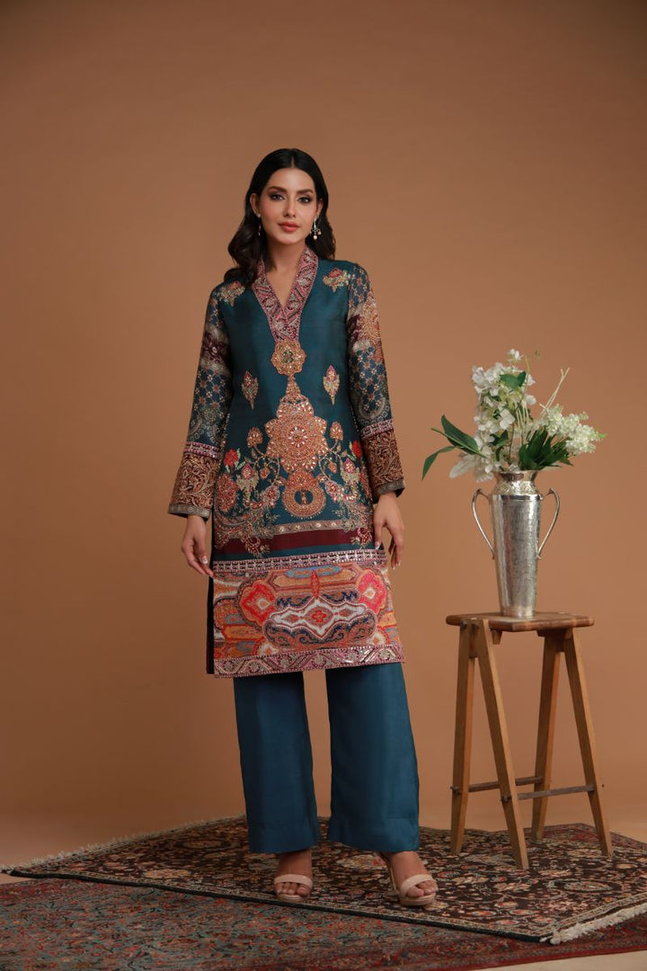 Shamaeel - EE-11 - Silk & Organza - 3 Piece