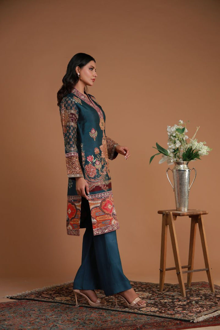 Shamaeel - EE-11 - Silk & Organza - 3 Piece