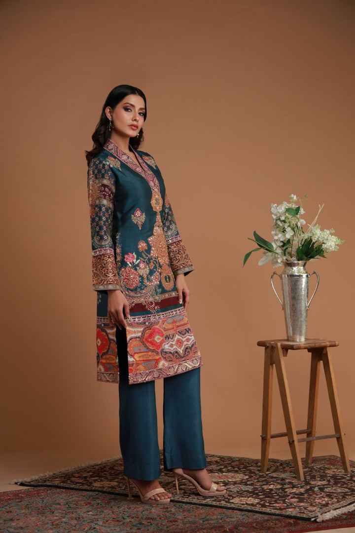 Shamaeel - EE-11 - Silk & Organza - 3 Piece