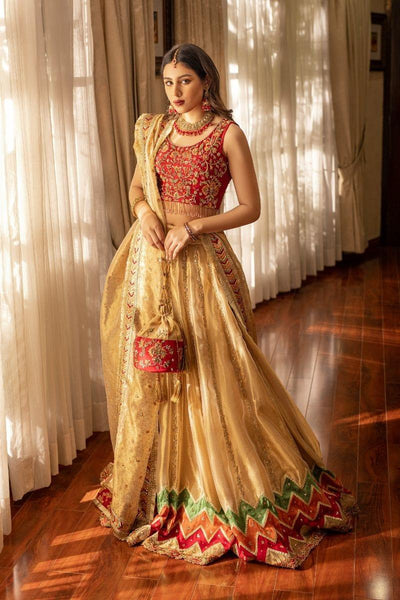 Khayal BY SHAISTA HASSAN - Red and gold lehenga - Silk - 3 Piece - Studio by TCS