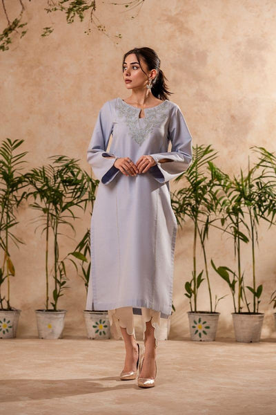 Fozia Khalid - Lilac Hint Tunic with Trouser - Cotton - 2 Piece - Studio by TCS