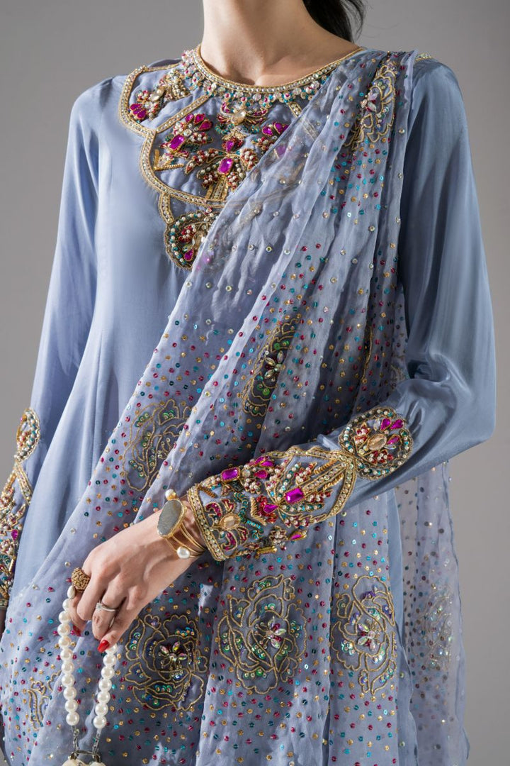 Maria Osama Khan - Lune - Grey - Grip & Organza - 2 Piece