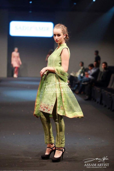 Sadia Aamir - Macaw - Lime Green - Jamawar - 3 Piece - Studio by TCS