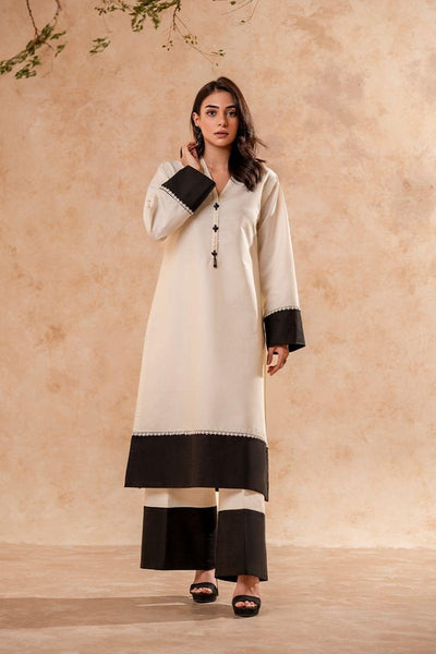 Fozia Khalid - Monochrome Tunic with Trouser - Cotton - 2 Piece - Studio by TCS