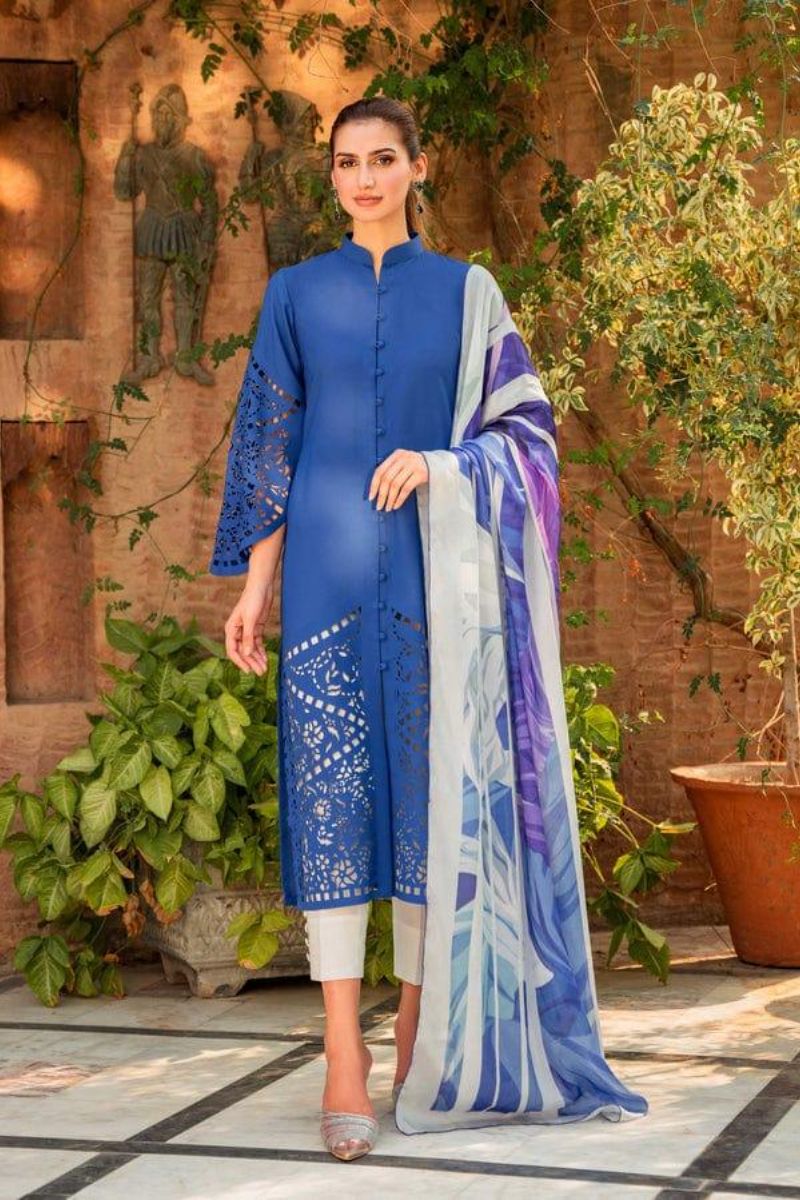 blue laser cut dress Shop Natasha Kamal - Cobalt Suit - Tianna Sleeveless Colour:ivory outlet-dress-discount Natasha Nice December 2025 cut detailing