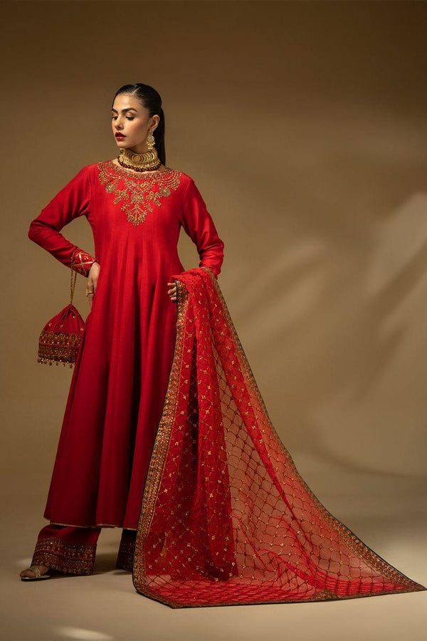 Fozia Khalid Pret Embroidered Velvet Maxi Shadow