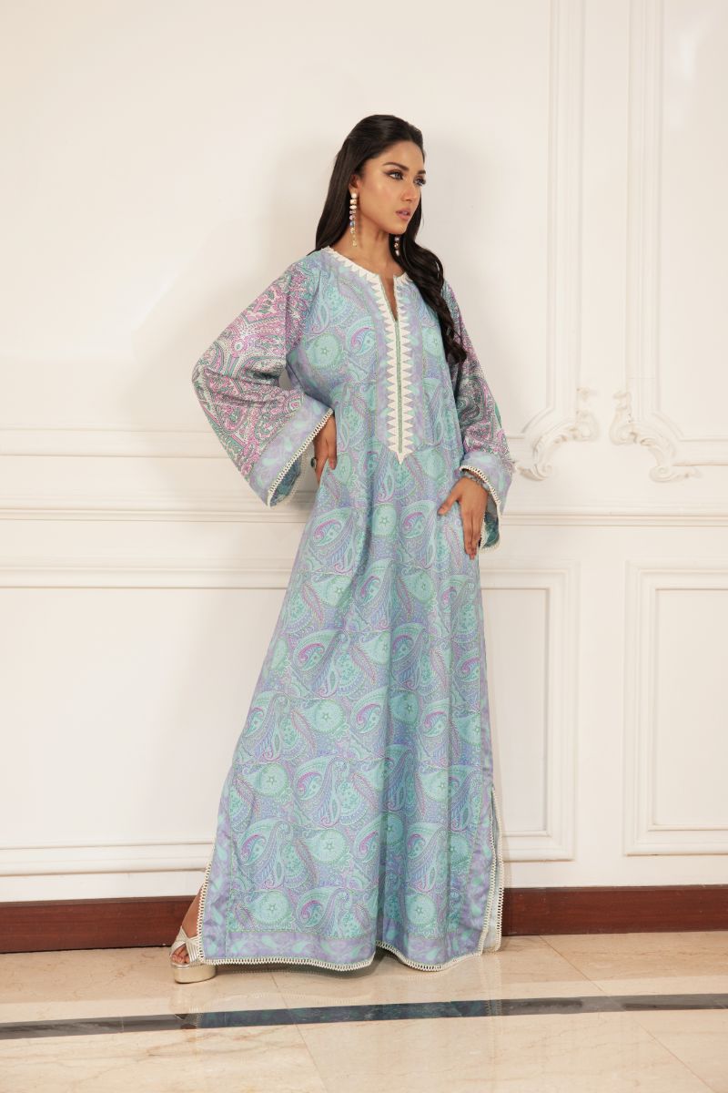 Shehrnaz - Yuna - SHK-1499 - Light Blue - crepe georgette - Kaftan