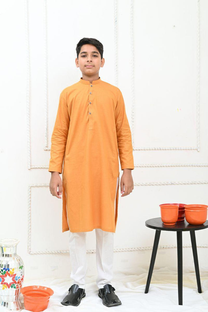 Mom4Little - Mustard and white Kurta Pajama