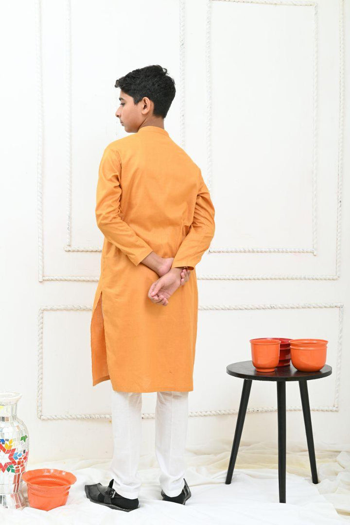 Mom4Little - Mustard and white Kurta Pajama