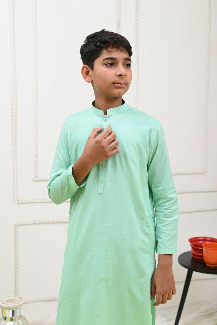 Mom4Little - Sea Green and white kurta pajama