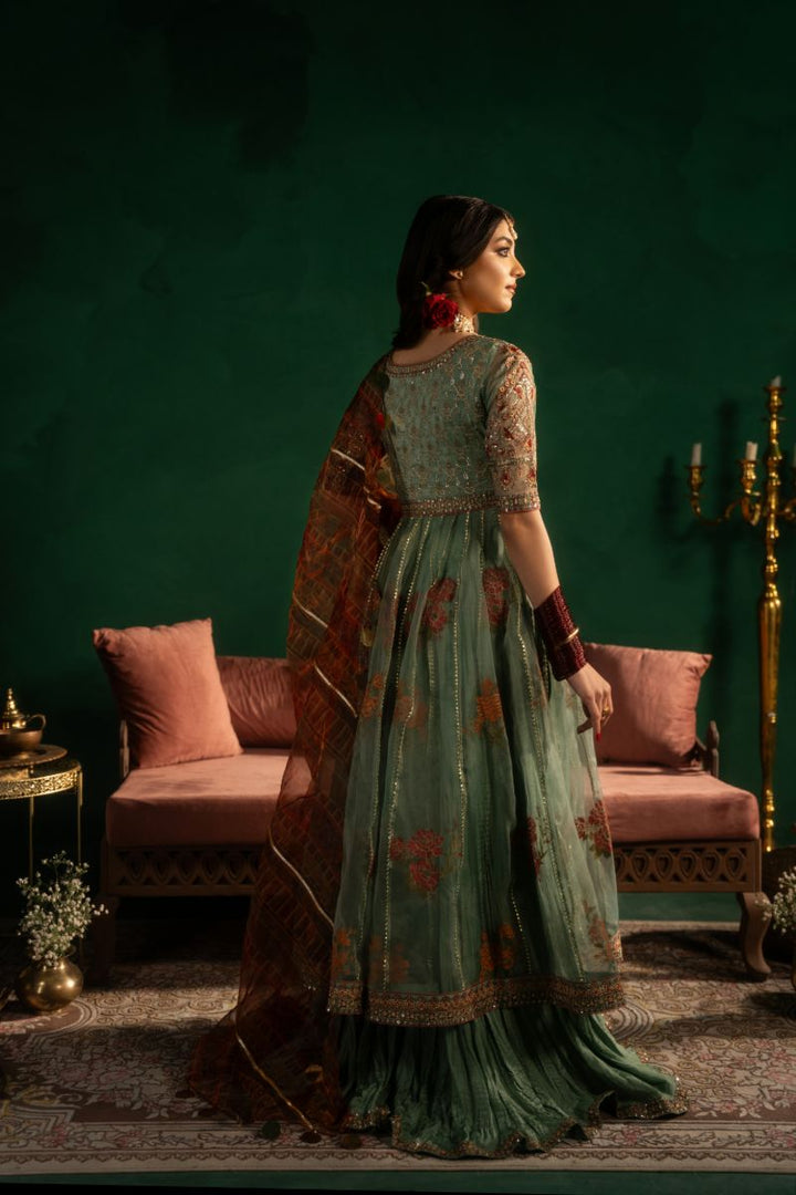 Maria Osama Khan - Sahar-e-Jashan - Green - ORGANZA & Grip SILK - 3 Piece