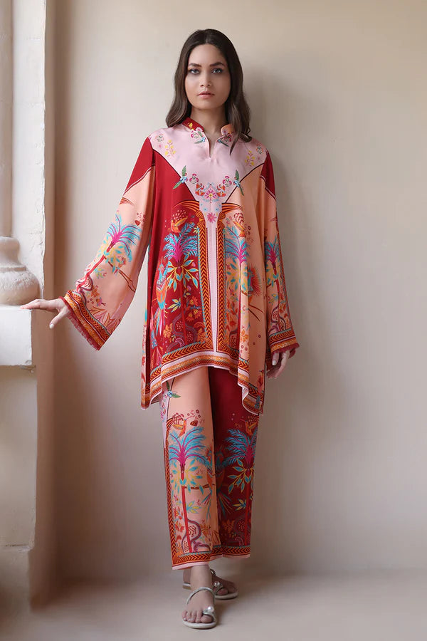 Shop Sania Maskatiya - Savi - Crepe - Peach Crimson - 2 Piece
