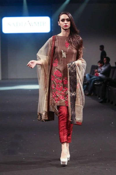 Sadia Aamir - Shimmer - Bronze - Jamawar - 3 Piece - Studio by TCS