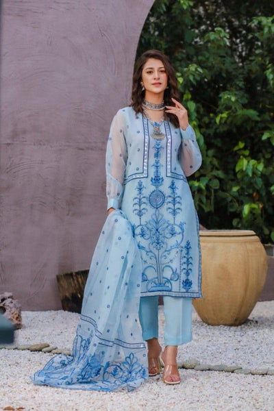 Soffio - Ice Water - Embroidered Organza - 3 Piece - SO106IW - Studio by TCS
