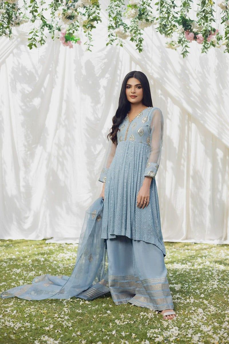 Aisha Fatema - Fortune Grey - Embroidered Chiffon - 2 Piece - Studio by TCS