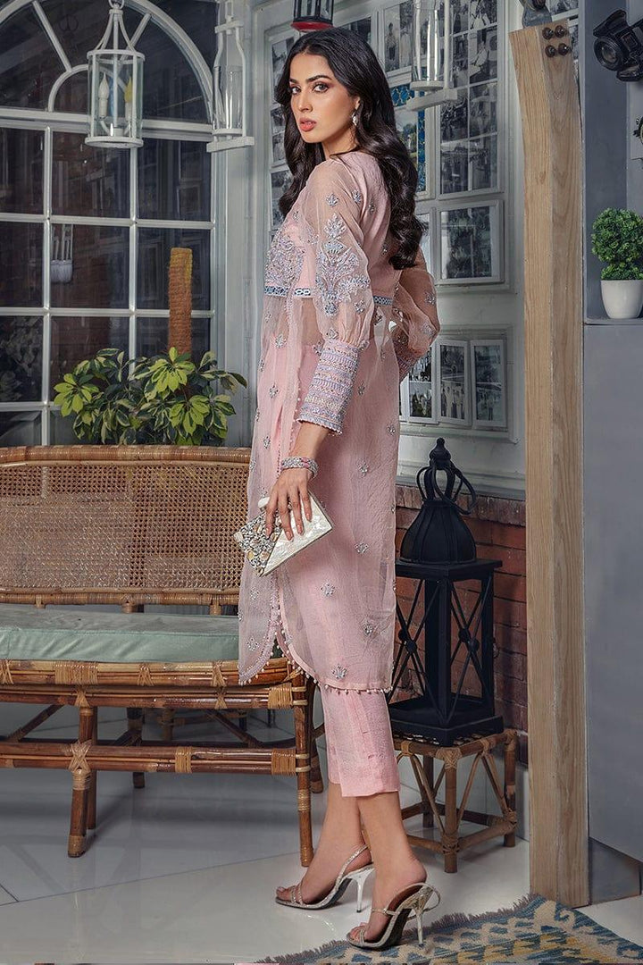 Malook - Leena - Pink - Organza Shirt & Raw Silk Trouser - 2 Piece - Studio by TCS