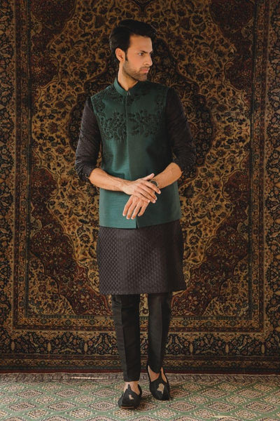 GEM Garments - Baraz - Waistcoat - Dark Green - 1 Piece - Indian Silk - Studio by TCS