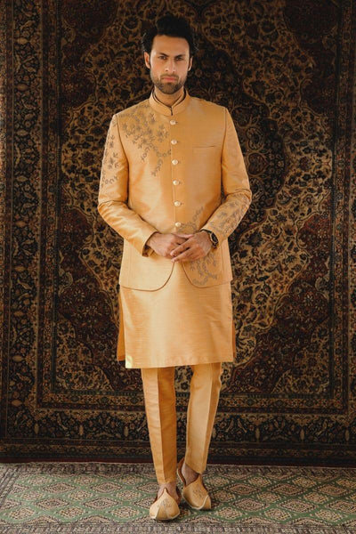 GEM Garments - Payam - Prince Coat - Gold - 1 Piece - Indian Silk - Studio by TCS