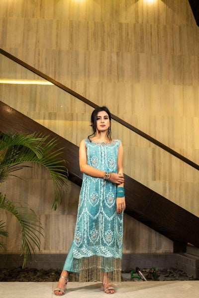 Wabi Sabi by Zehra - ALORA - Turquoise Ice Blue - Embroidered - 3 Piece - Studio by TCS