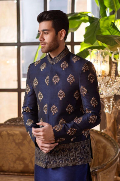 GEM Garments - Chakar - Prince Coat - Navy Blue - 1 Piece - Indian Silk - Studio by TCS