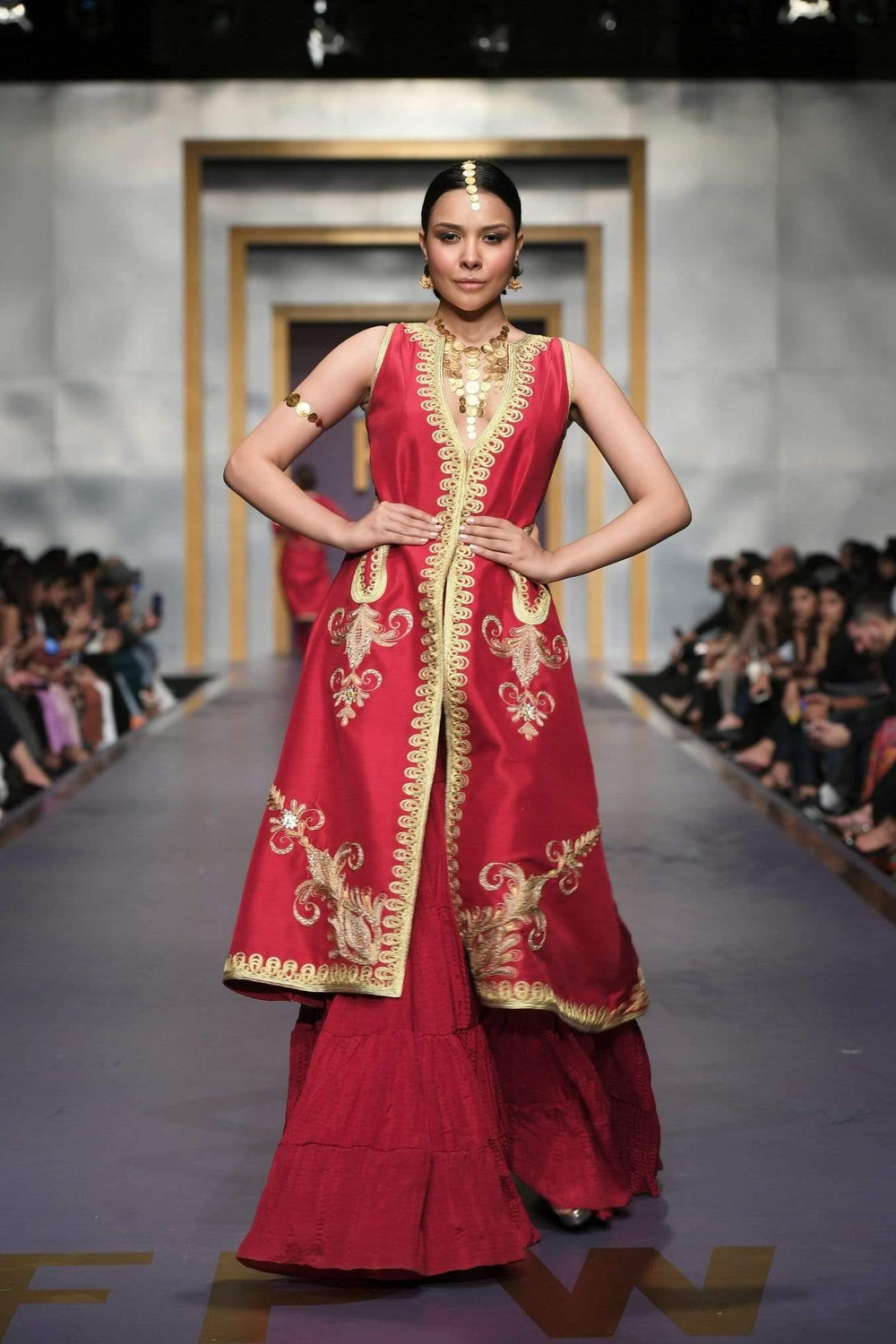 Yasmin Zaman - Red Albanian Coat - F-187