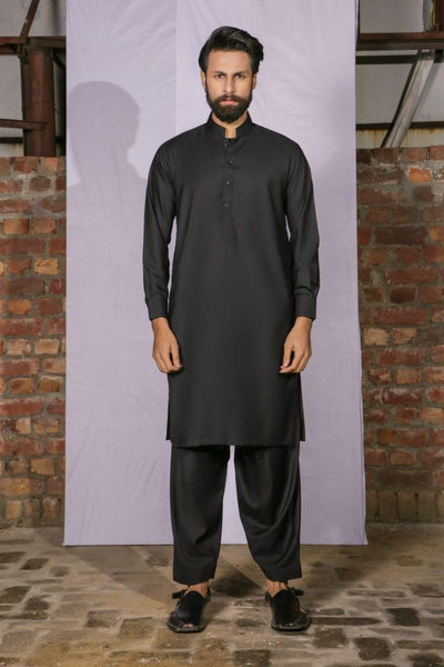 GEM Garments - Classic Black Shalwar Kameez Band Collar - 2 Piece - Studio by TCS