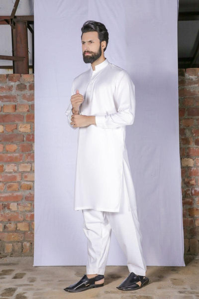GEM Garments - Classic Off White Shalwar Kameez Band Collar - 2 Piece - Studio by TCS