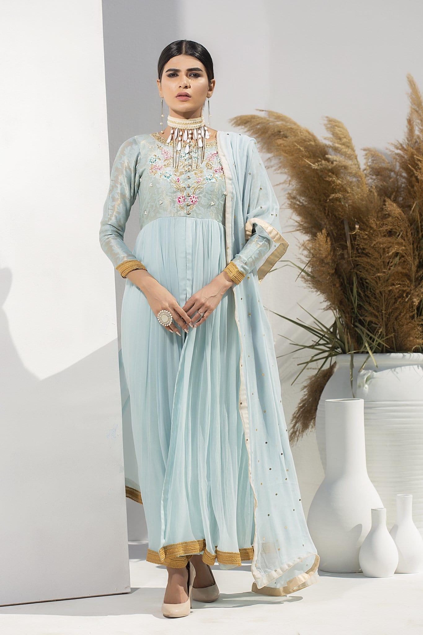 Aisha Fatema - Celestial Blue Luxe - 1011 - Chiffon Frock with Masuri Studio by TCS Aisha Fatema - Celestial Blue Luxe - 1011 - Chiffon Frock with Masuri Studio by TCS