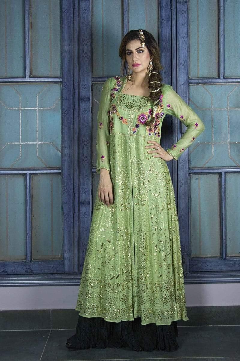 Shop Urooj Atelier - Pista Mukesh kamdani Pishwaz