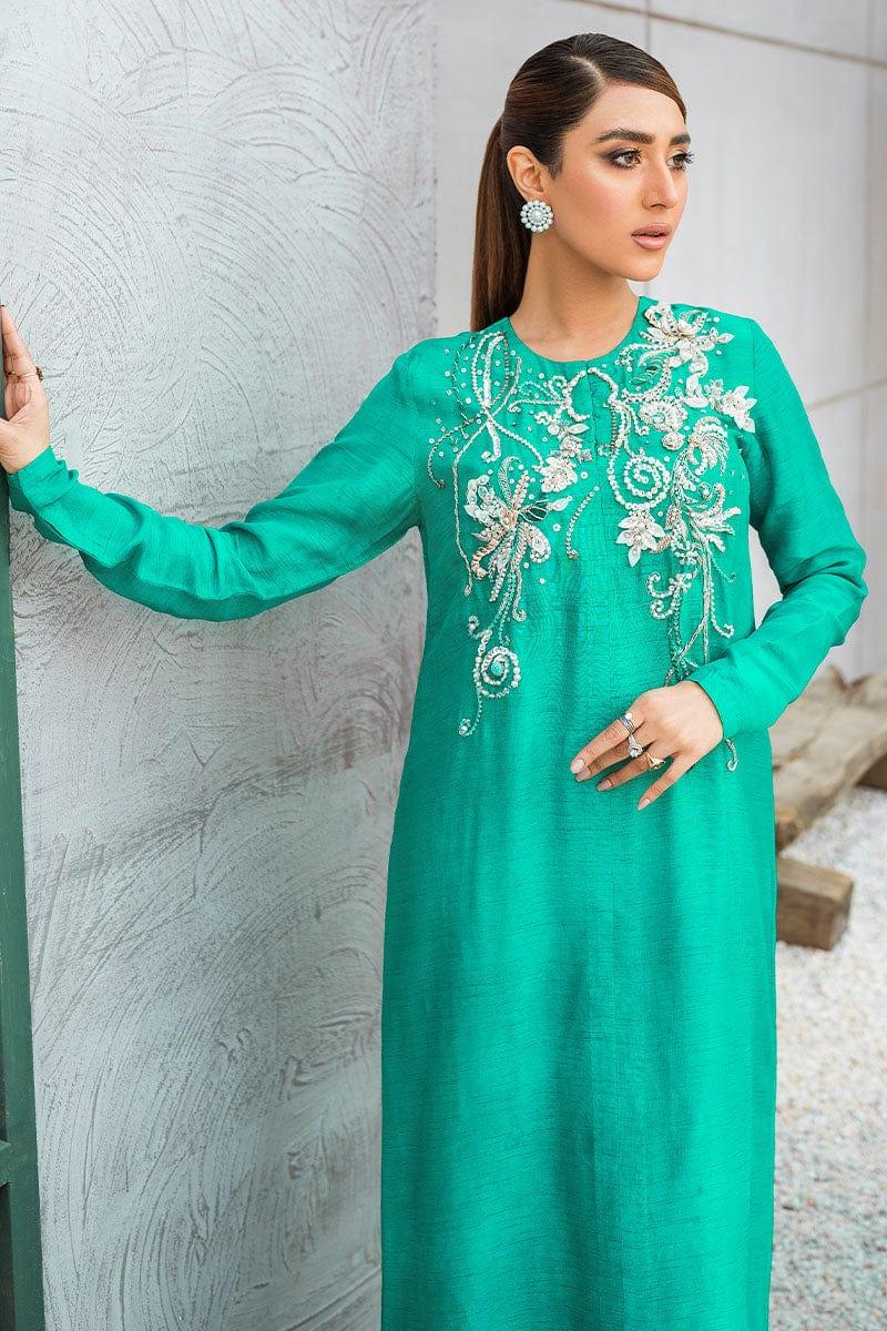 Malook - Azmaray - Green -Raw Silk - 2 Piece - Studio by TCS