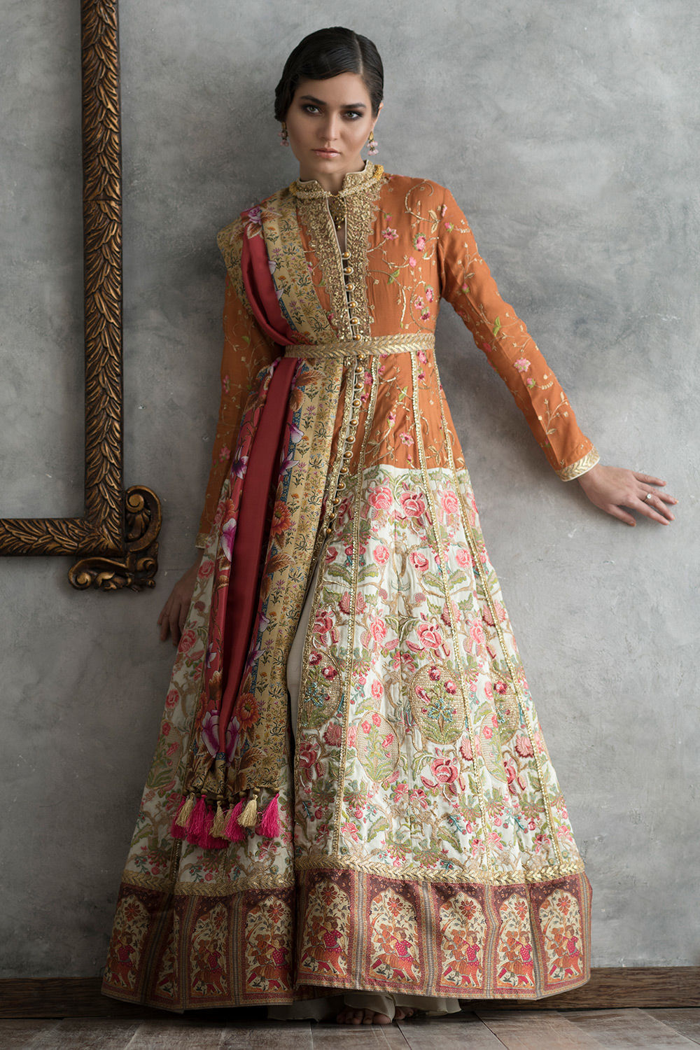 Shamaeel - BURNT ORANGE PISHWAS - Raw Silk/Cotton Silk