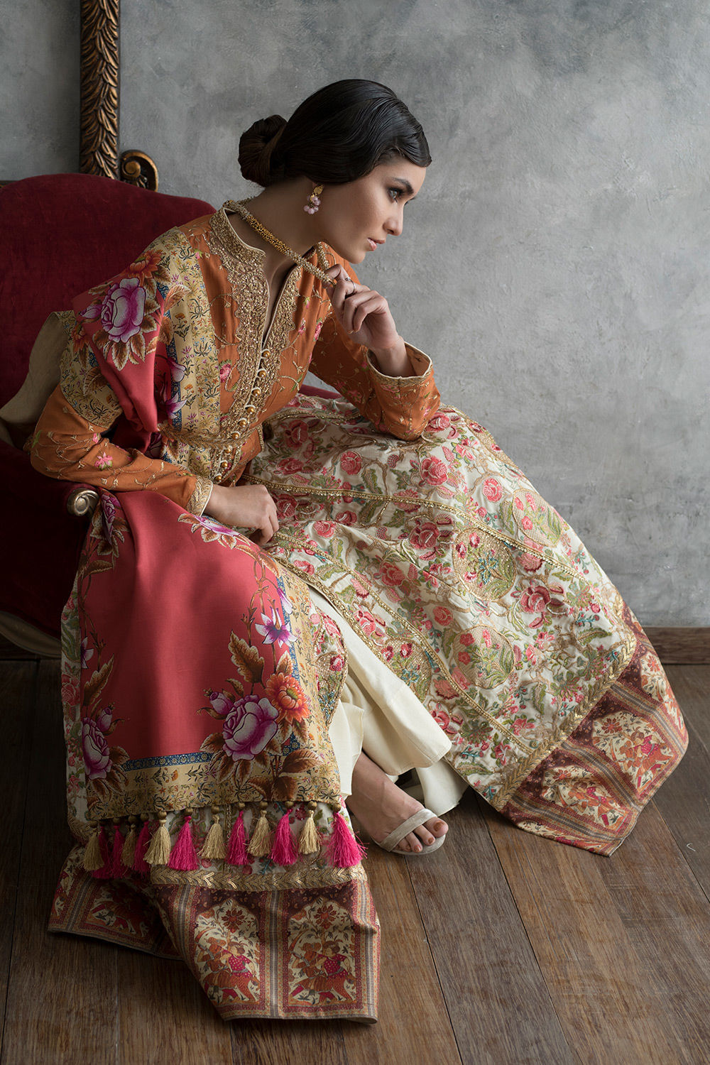 Shamaeel - BURNT ORANGE PISHWAS - Raw Silk/Cotton Silk