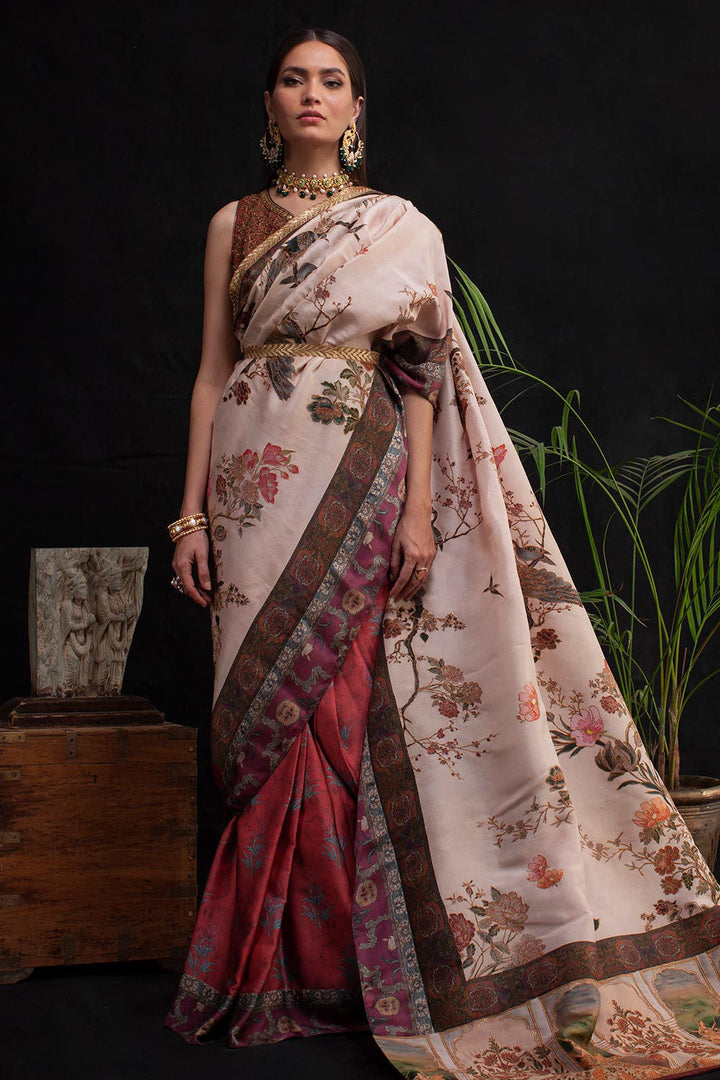 Shamaeel - MUGHAL SARI - Raw Silk & Satin Silk/Raw Silk