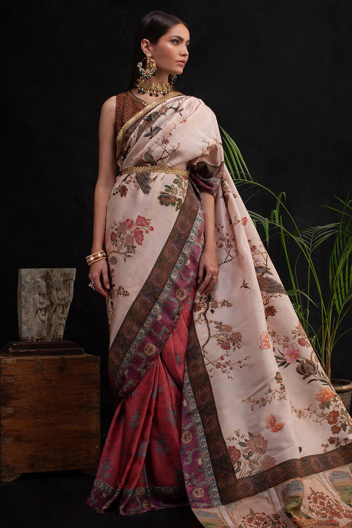Shamaeel - MUGHAL SARI - Raw Silk & Satin Silk/Raw Silk