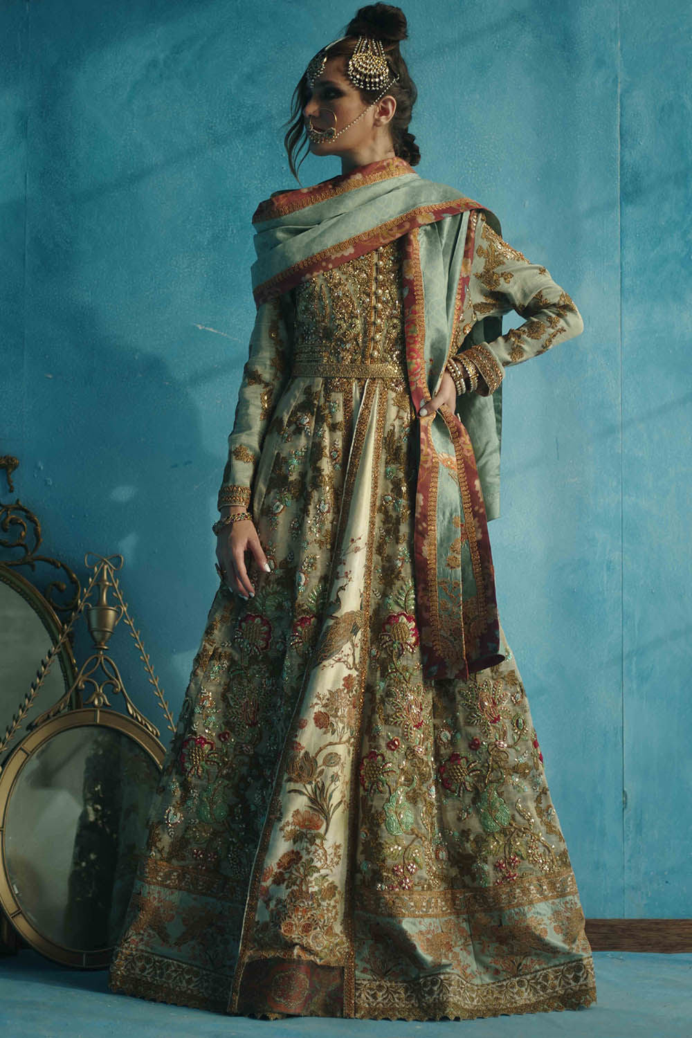 Shamaeel - Mughal Pishwas - Pure Raw Silk & Mesuri Net