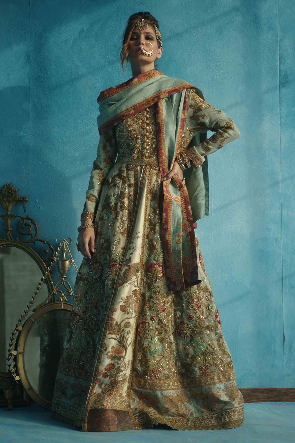 Shamaeel - Mughal Pishwas - Pure Raw Silk & Mesuri Net