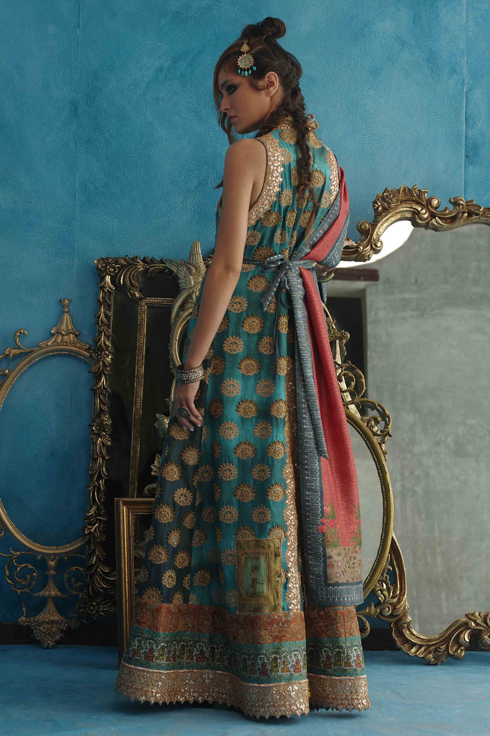 Shamaeel - Ferozi - Pure Raw Silk/Cotton Silk
