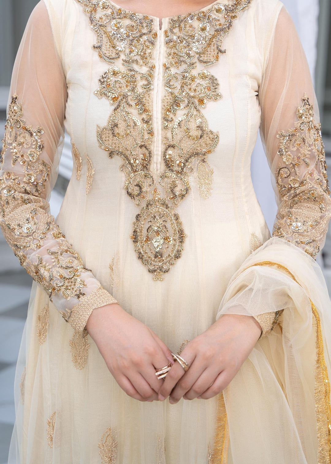 Laleen Zora Pishwas Ivory 3 Piece