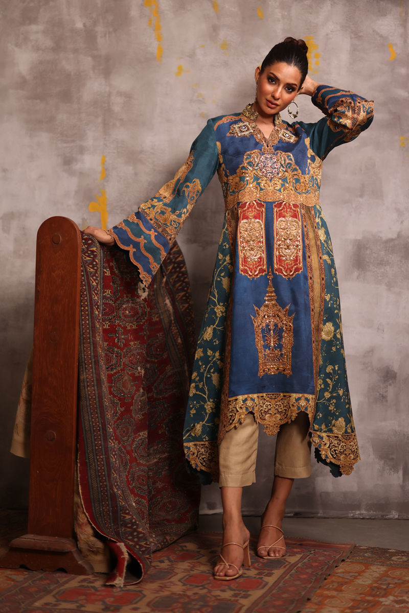 Shamaeel - Azure-6 - Sheesha Silk/Cotton Silk
